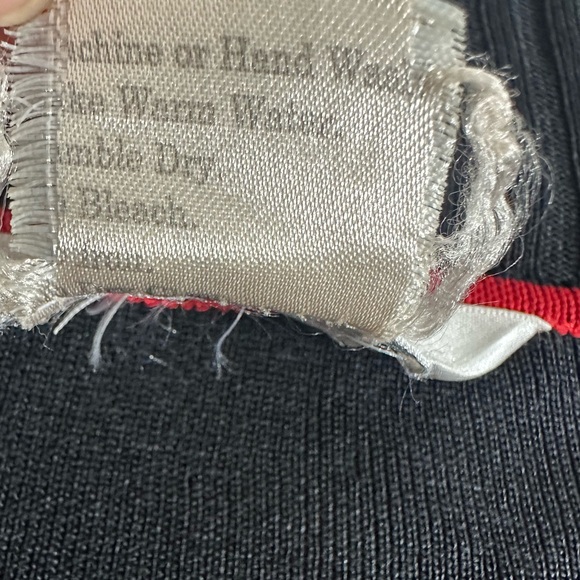 Mistook Sz Small Black Open Front Longline Cardigan With Red Trim Front Pockets - Picture 11 of 11